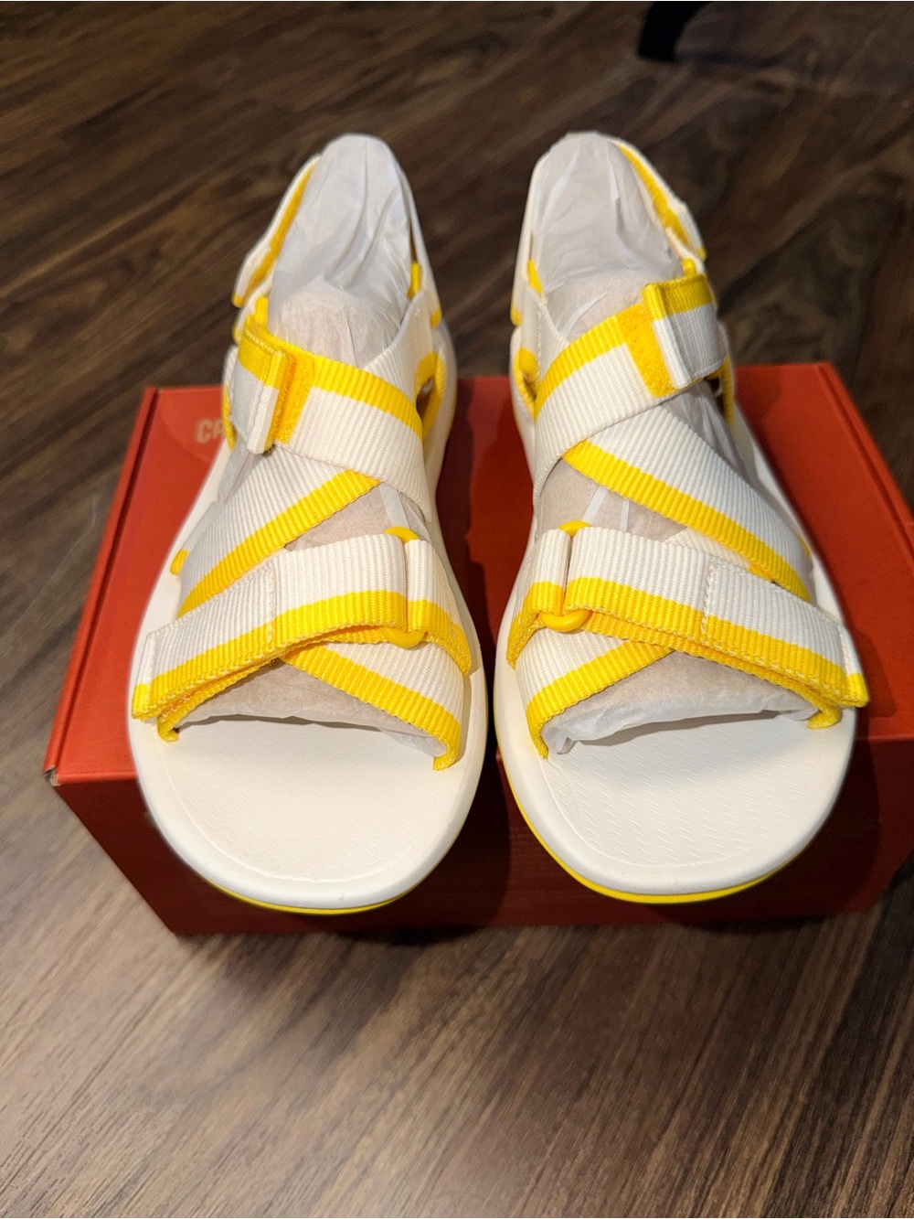 Camper Women's White and Yellow Strappy Sport Sandals